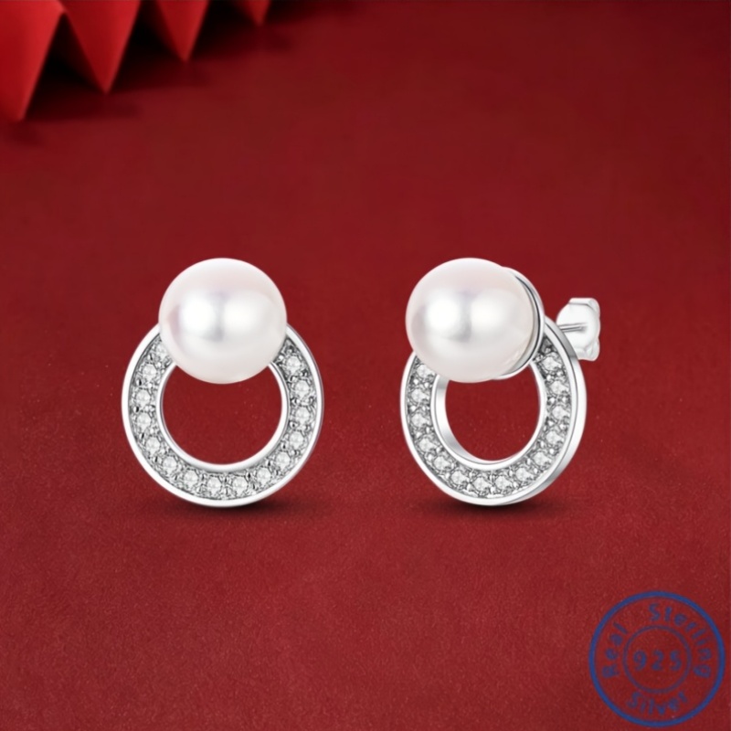 Women's 925 Silver Elegant Hoop Earrings, Modern Design